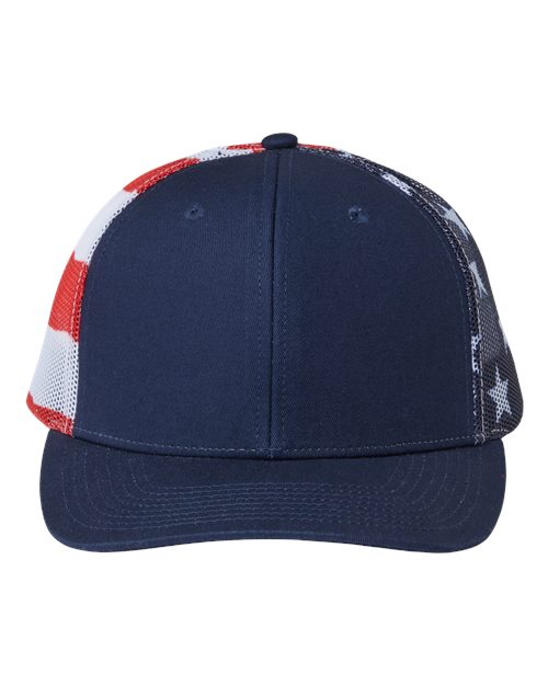 Kati S700M Printed Mesh Trucker Cap - Navy/ USA Flag - front