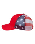 Kati S700M Printed Mesh Trucker Cap - Red/ USA Flag - side