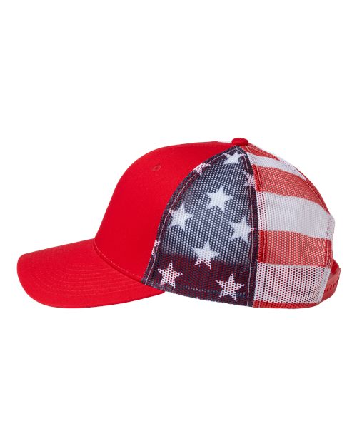 Kati S700M Printed Mesh Trucker Cap - Red/ USA Flag - side
