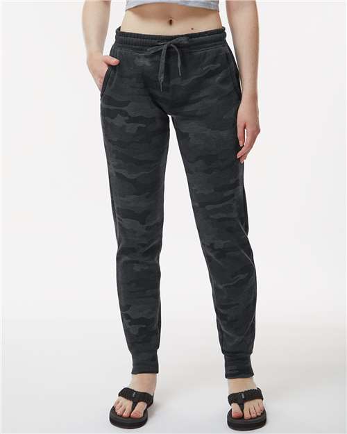 Independent Trading Co. PRM20PNT Women's California Wave Wash Sweatpants - Black Camo Heather - model front