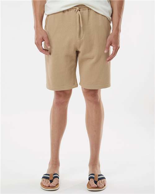 Independent Trading Co. IND20SRT Men's Midweight Fleece Shorts - Sandstone - model front
