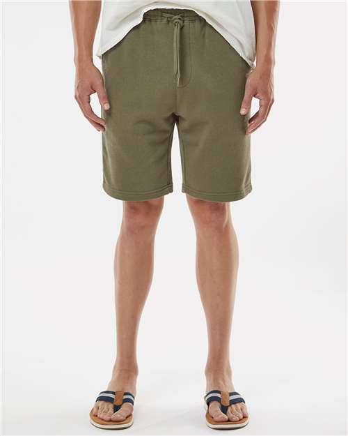 Independent Trading Co. IND20SRT Men's Midweight Fleece Shorts - Army - model front
