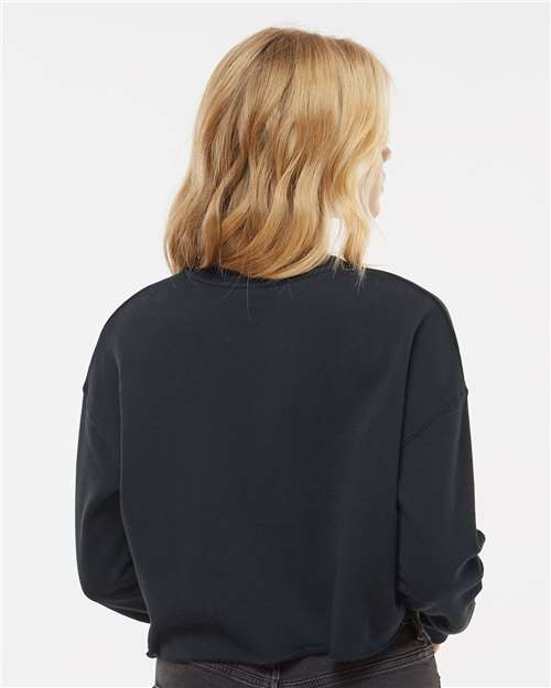 Independent Trading Co. AFX24CRP Women's Lightweight Crop Crewneck Sweatshirt - Black - model back
