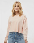 Independent Trading Co. AFX24CRP Women's Lightweight Crop Crewneck Sweatshirt - Blush - model front