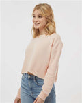 Independent Trading Co. AFX24CRP Women's Lightweight Crop Crewneck Sweatshirt - Blush - model side