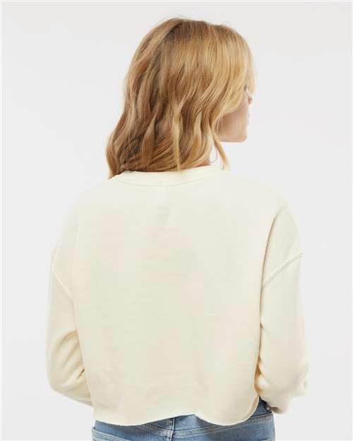 Independent Trading Co. AFX24CRP Women's Lightweight Crop Crewneck Sweatshirt - Bone - model back
