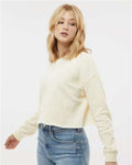 Independent Trading Co. AFX24CRP Women's Lightweight Crop Crewneck Sweatshirt - Bone - model side