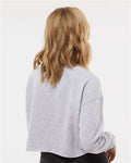 Independent Trading Co. AFX24CRP Women's Lightweight Crop Crewneck Sweatshirt - Grey Heather - model back
