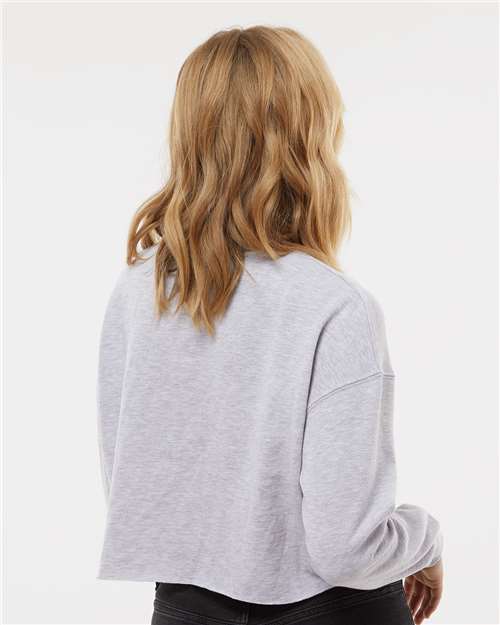 Independent Trading Co. AFX24CRP Women's Lightweight Crop Crewneck Sweatshirt - Grey Heather - model back