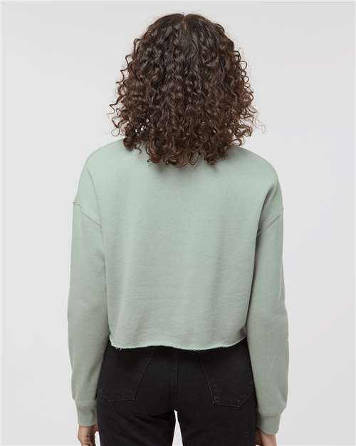 Independent Trading Co. AFX24CRP Women's Lightweight Crop Crewneck Sweatshirt - Sage - model back