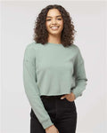 Independent Trading Co. AFX24CRP Women's Lightweight Crop Crewneck Sweatshirt - Sage - model front