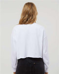 Independent Trading Co. AFX24CRP Women's Lightweight Crop Crewneck Sweatshirt - White - model back