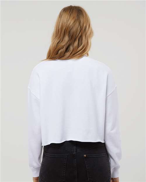 Independent Trading Co. AFX24CRP Women's Lightweight Crop Crewneck Sweatshirt - White - model back
