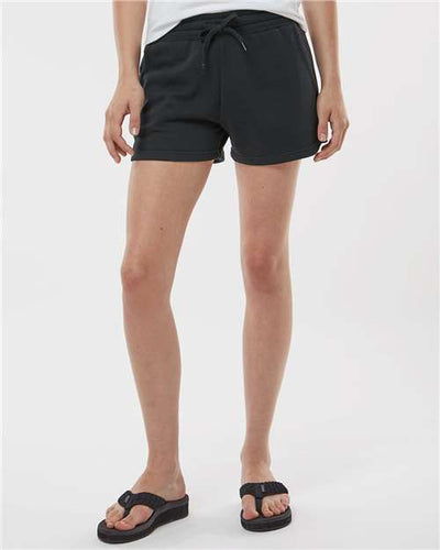 Independent Trading Co. PRM20SRT Women’s Lightweight California Wave Wash Fleece Shorts - Black - model front