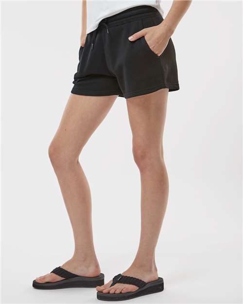 Independent Trading Co. PRM20SRT Women’s Lightweight California Wave Wash Fleece Shorts - Black - model side