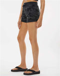 Independent Trading Co. PRM20SRT Women’s Lightweight California Wave Wash Fleece Shorts - Black Camo Heather - model side