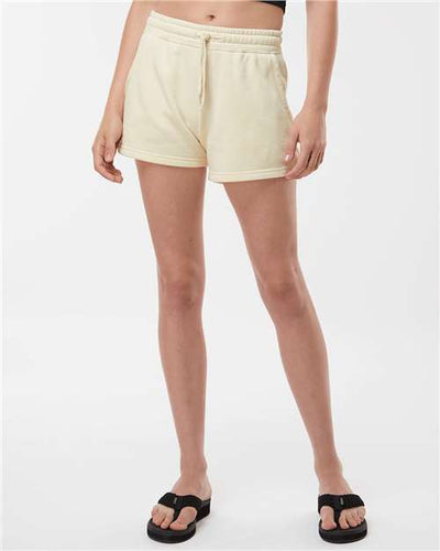 Independent Trading Co. PRM20SRT Women’s Lightweight California Wave Wash Fleece Shorts - Bone - model front