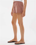 Independent Trading Co. PRM20SRT Women’s Lightweight California Wave Wash Fleece Shorts - Dusty Rose - model side