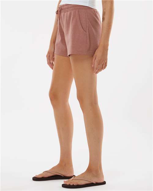 Independent Trading Co. PRM20SRT Women’s Lightweight California Wave Wash Fleece Shorts - Dusty Rose - model side