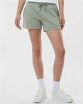 Independent Trading Co. PRM20SRT Women’s Lightweight California Wave Wash Fleece Shorts - Sage - model front