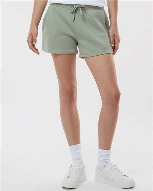 Independent Trading Co. PRM20SRT Women’s Lightweight California Wave Wash Fleece Shorts - Sage - model front