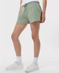Independent Trading Co. PRM20SRT Women’s Lightweight California Wave Wash Fleece Shorts - Sage - model side