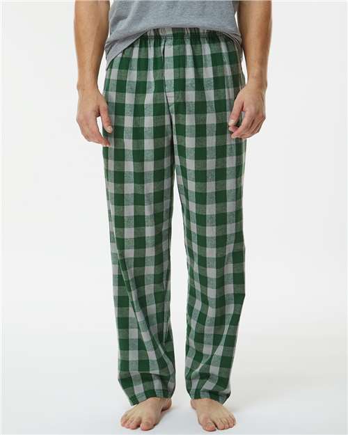 Boxercraft BM6624 Men's Harley Flannel Pants - Green/ Oxford Buffalo - model front