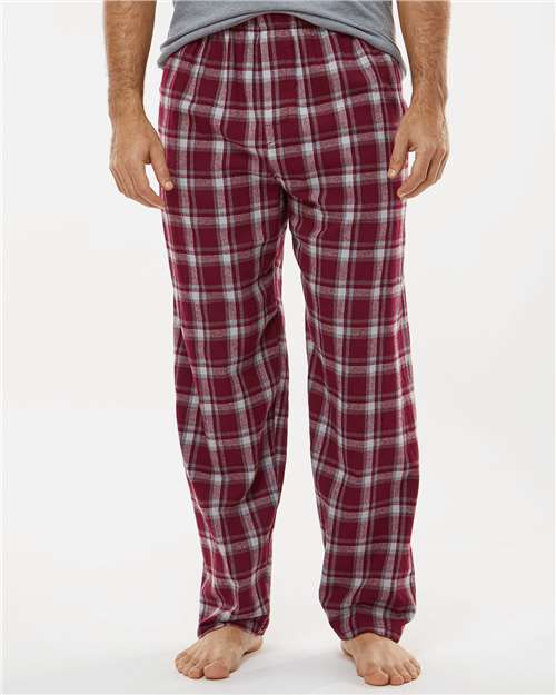Boxercraft BM6624 Men's Harley Flannel Pants - Heritage Maroon Plaid - model front