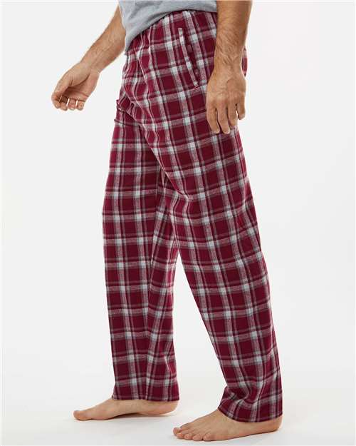 Boxercraft BM6624 Men's Harley Flannel Pants - Heritage Maroon Plaid - model side