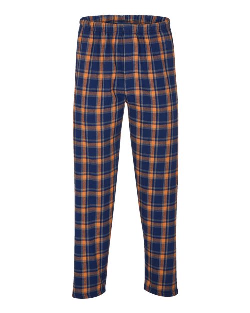 Boxercraft BM6624 Men's Harley Flannel Pants - Heritage Navy/ Orange/ Grey Plaid - front