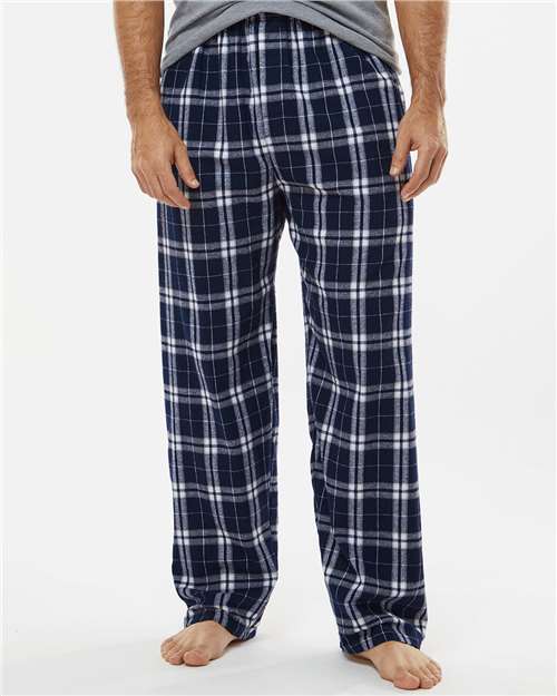 Boxercraft BM6624 Men's Harley Flannel Pants - Navy/ Silver Plaid - model front