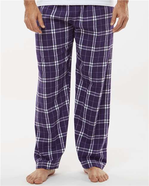 Boxercraft BM6624 Men's Harley Flannel Pants - Purple/ White Plaid - model front