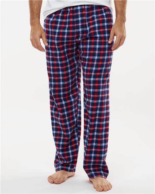 Boxercraft BM6624 Men's Harley Flannel Pants - Red Blue Plaid - model front
