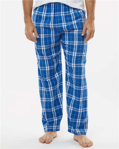 Boxercraft BM6624 Men's Harley Flannel Pants - Royal/ Silver Plaid - model front