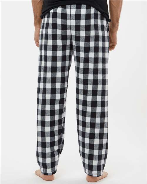 Boxercraft BM6624 Men's Harley Flannel Pants - Black/ White Buffalo Plaid - model back