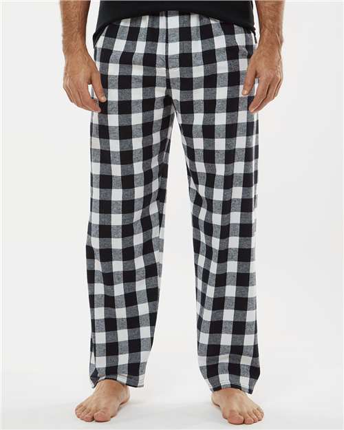 Boxercraft BM6624 Men's Harley Flannel Pants - Black/ White Buffalo Plaid - model front