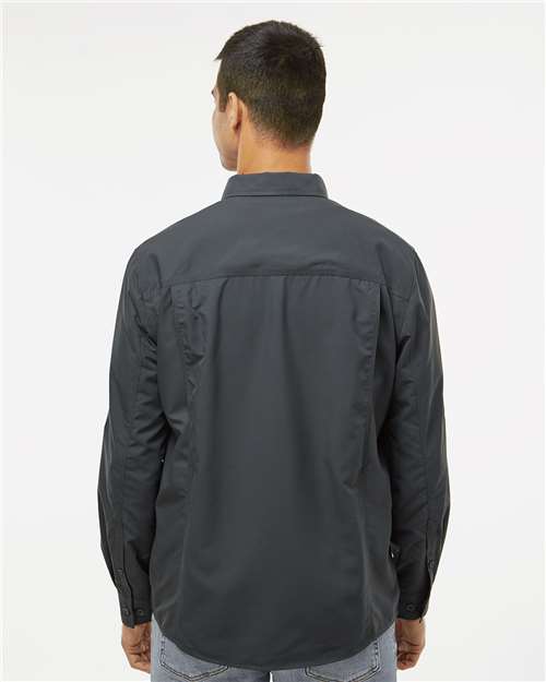 DRI DUCK 4441 Men's Crossroad Woven Shirt - Charcoal - model back