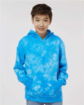 Independent Trading Co. PRM1500TD Youth Midweight Tie-Dyed Hooded Sweatshirt - Tie Dye Aqua Blue - model front