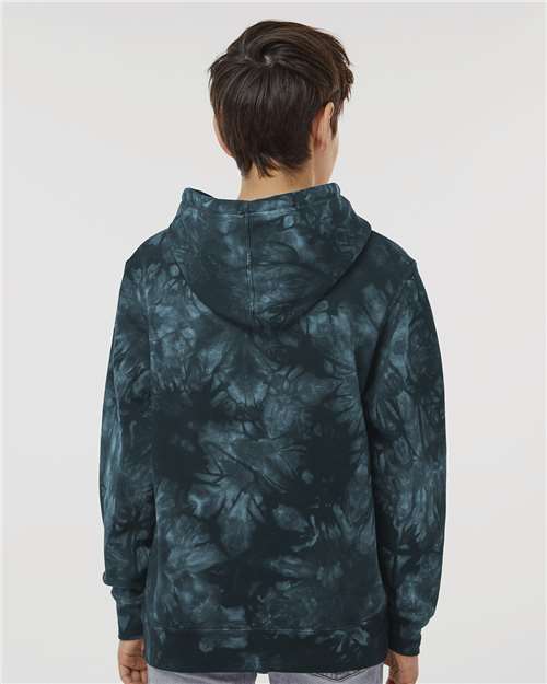 Independent Trading Co. PRM1500TD Youth Midweight Tie-Dyed Hooded Sweatshirt - Tie Dye Black - model back