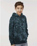Independent Trading Co. PRM1500TD Youth Midweight Tie-Dyed Hooded Sweatshirt - Tie Dye Black - model side