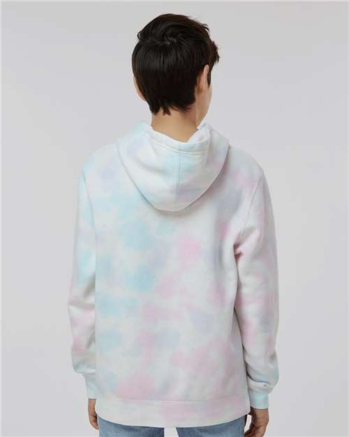 Independent Trading Co. PRM1500TD Youth Midweight Tie-Dyed Hooded Sweatshirt - Tie Dye Cotton Candy - model back