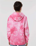 Independent Trading Co. PRM1500TD Youth Midweight Tie-Dyed Hooded Sweatshirt - Tie Dye Pink - model back