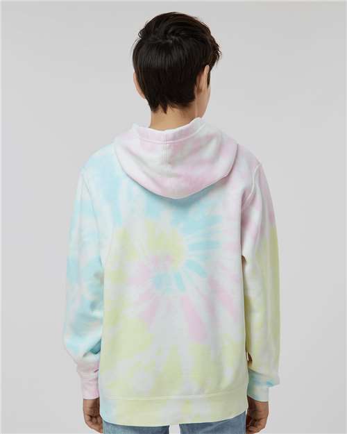 Independent Trading Co. PRM1500TD Youth Midweight Tie-Dyed Hooded Sweatshirt - Tie Dye Sunset Swirl - model back