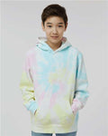 Independent Trading Co. PRM1500TD Youth Midweight Tie-Dyed Hooded Sweatshirt - Tie Dye Sunset Swirl - model front