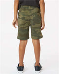 Independent Trading Co. PRM16SRT Youth Lightweight Special Blend Fleece Shorts - Forest Camo Heather - model back