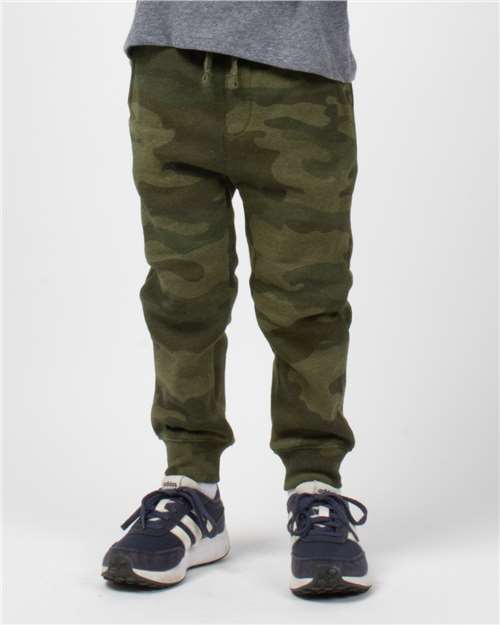 Independent Trading Co. PRM11PNT Toddler Lightweight Special Blend Sweatpants - Forest Camo Heather - model front