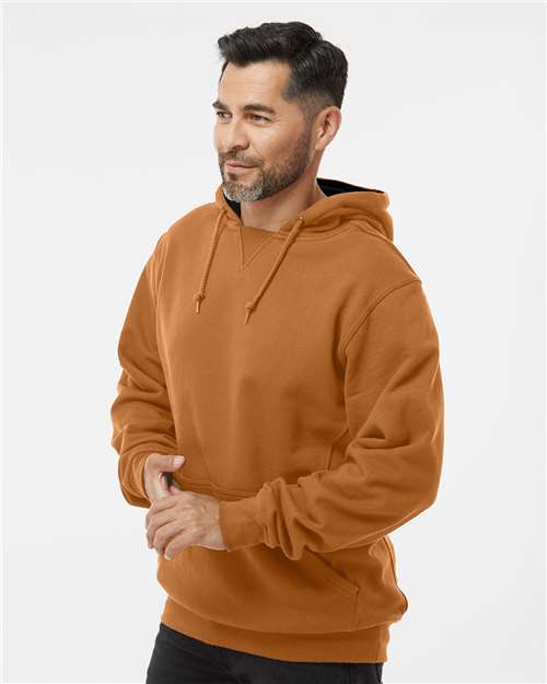 DRI DUCK 7035 Men's Woodland Fleece Hooded Pullover - Saddle - model side