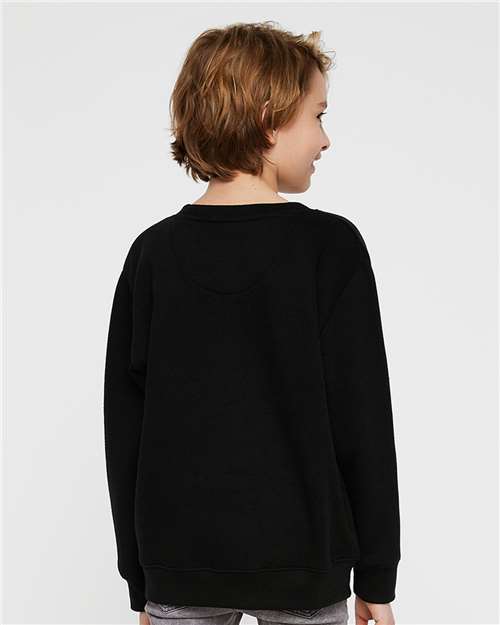 LAT 2225 Youth Crewneck Sweatshirt - Black - model back