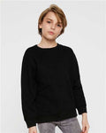 LAT 2225 Youth Crewneck Sweatshirt - Black - model front