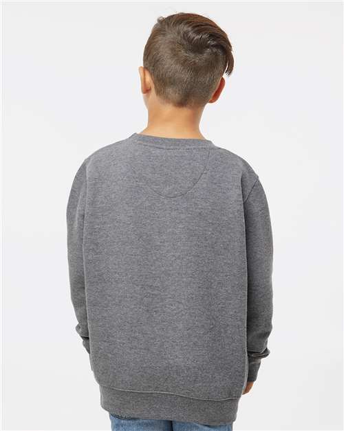 LAT 2225 Youth Crewneck Sweatshirt - Granite Heather - model back